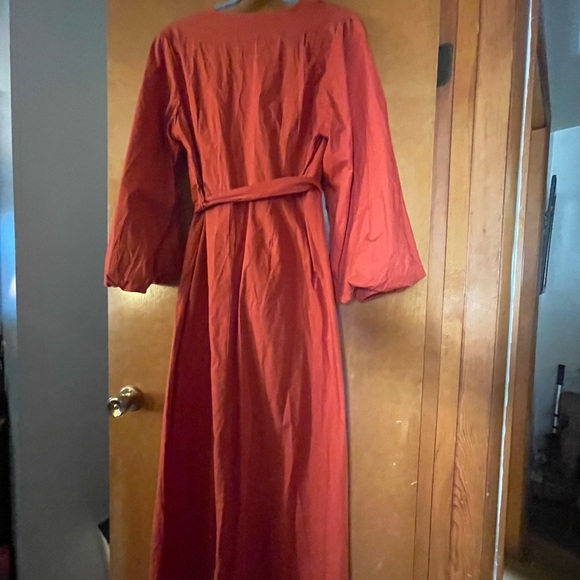 Truth orange/red high low shirt with puff sleeves - Picture 2 of 3